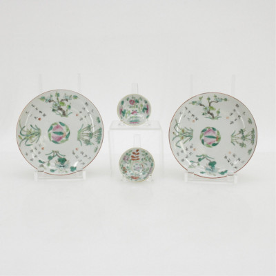 Image for Lot Group 4 Chinese Famille Vert Plates, 19th c