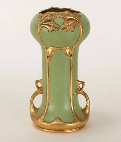 Image for Lot Art Nouveau Amphora Gilt Pottery Vase, c.1900