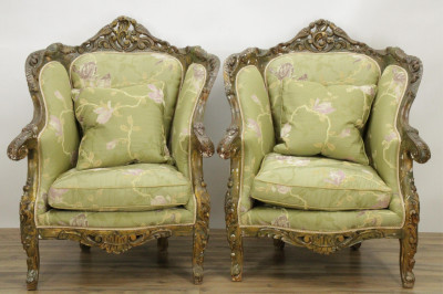 Image for Lot Pair Louis XVI Style Bergere Chairs