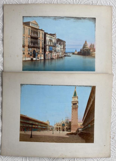 Image for Lot C. Ponti pair of colored photos of Venice 1860s