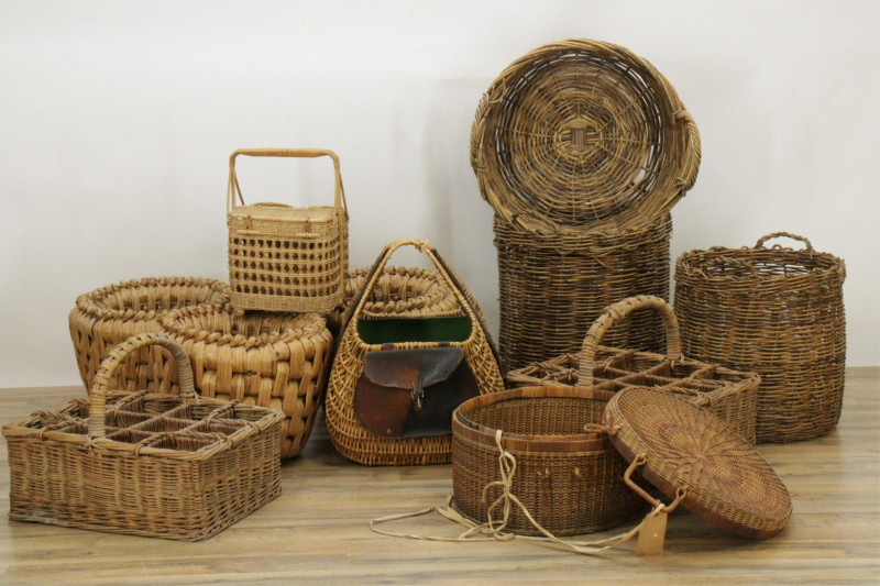 Image 1 of lot 10 Wicker & Woven Grass Planters, Boxes & Baskets