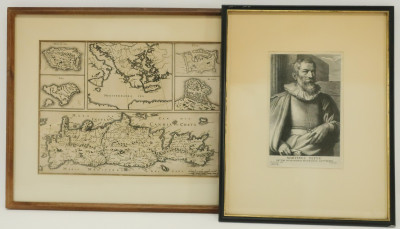 Image for Lot Antique Map (C18C.) Crete & Etching of M. Pepyn
