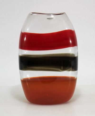 Image for Lot Alfredo Barbini - Red & Clear Glass Vase, 1970
