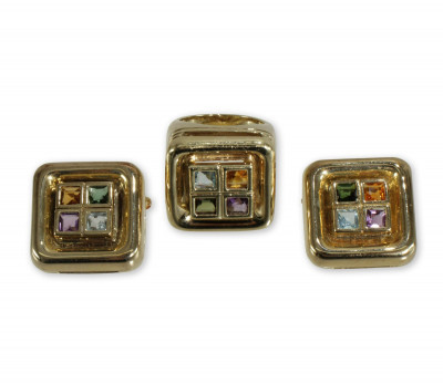 Image for Lot Retro Gem Set Ring & Brooches