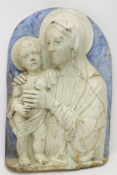 Image for Lot Robia Style Madonna  Child Relief