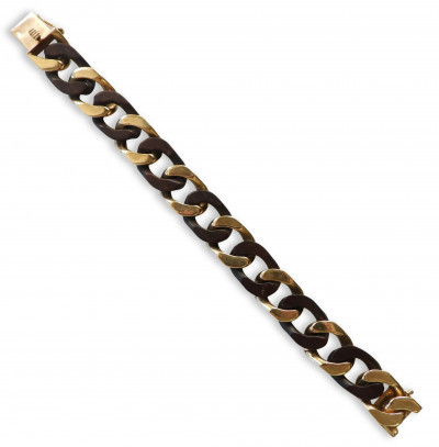 Image for Lot Van Cleef  Arpels 18k Gold and Wood Link Bracelet