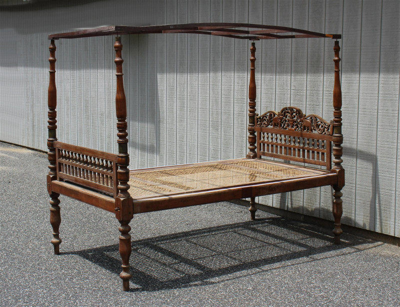 Image 3 of lot 19th C. Anglo Indian Teak Twin Size Bed