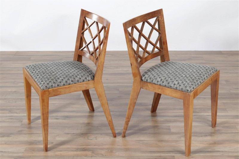 Image 8 of lot 4 French Mid Century Modern Fruitwood Side Chairs