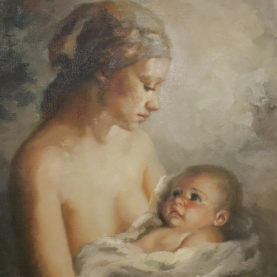 Image for Lot Mother with Baby signed Royo