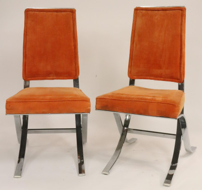 Image for Lot Pair Modern Chrome Side Chairs