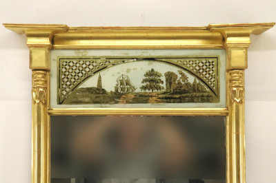 Image 2 of lot 19th C. Giltwood Eglomise Mirror