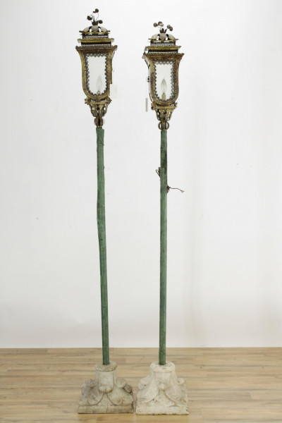 Image for Lot Pair of Venetian Gilt Metal Lanterns