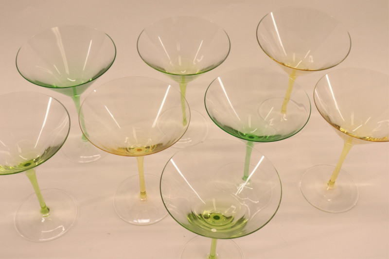 Image 2 of lot 28 Colored Glass Stems & Bowls