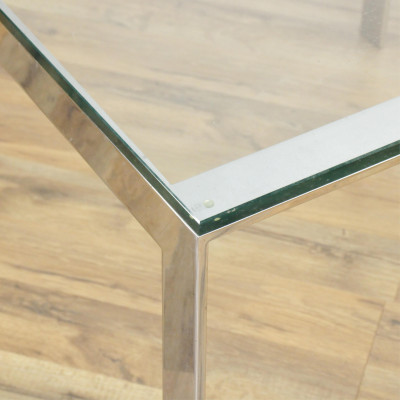 Contemporary Square Chrome  Glass Coffee Table