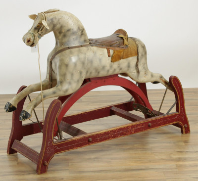 Image for Lot Vintage Carved  Painted Rocking Horse