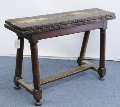 Image for Lot English Baroque Oak Tavern Table/Bench